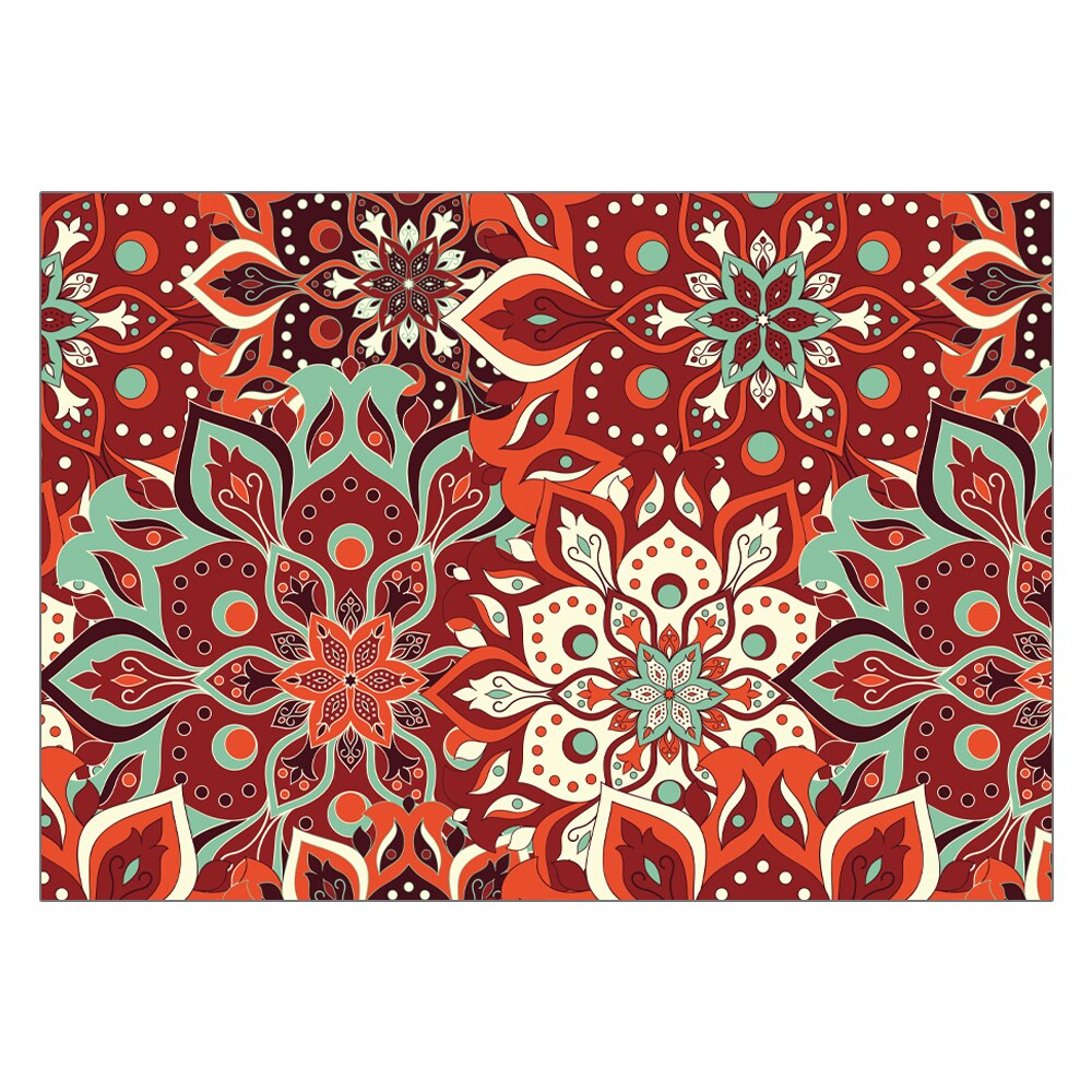 Mandala Rode Bloem Patroon Tapijt Antislip Bad Deken Mat Zachte Pluizige Flanel Tapijt Voor Woonkamer slaapkamer Decoratieve: 80X160CM