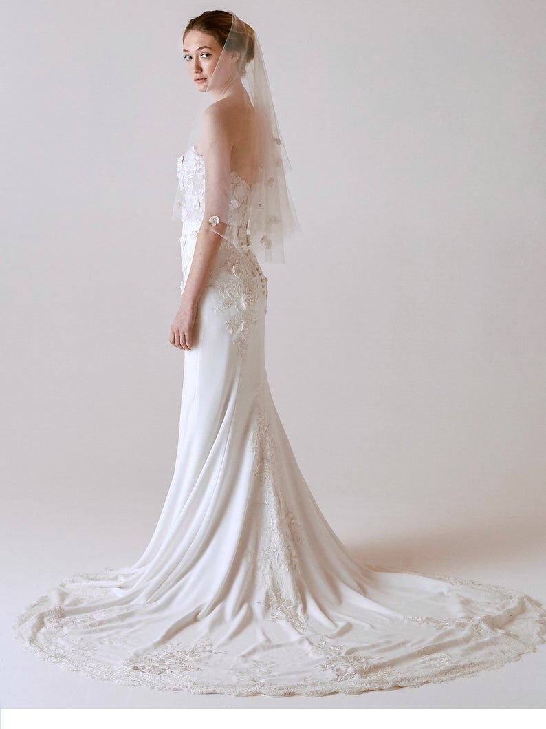 mariage mariée voile court applique strass voile avec peigne mariée 2 couche velo de novia robe de mariage