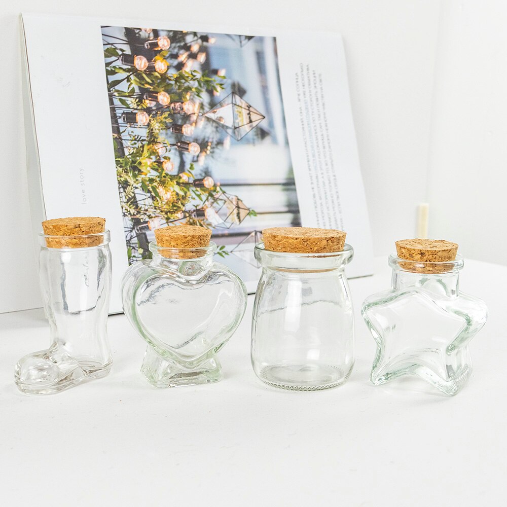 Frascos de vidrio con tapón de corcho para almacenamiento, frascos de grado alimenticio con letras de relleno, estrellas a la deriva, Ideas para manualidades, 6 piezas