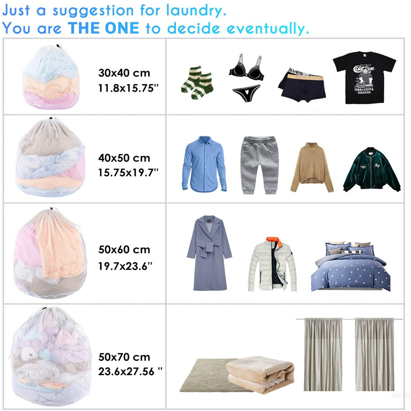 4 Size Grote Wassen Netto Zakken Duurzaam Fijne Mesh Waszak Met Afsluitbare Trekkoord Voor Fijne Kledingstukken Lingerie Sokken Bras