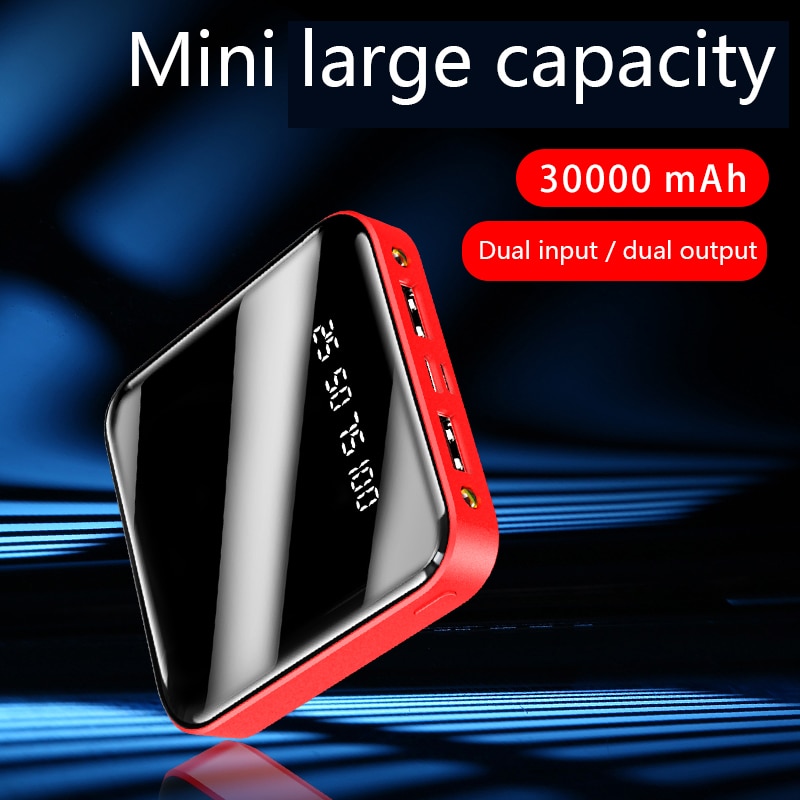 30000mAh Mini Power Bank Portable Charger Dual USB External Battery Charger Powerbank 30000 mAh for Xiaomi Mi iPhone 8 X Samsung