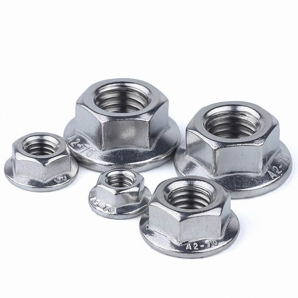 10Pcs Flange Serrated Hex Lock Nuts DIN6923 201 Stainless Steel Flange Nut Fit Metric M3 M4 M5 M6 M8 M10 Bolts & Screws