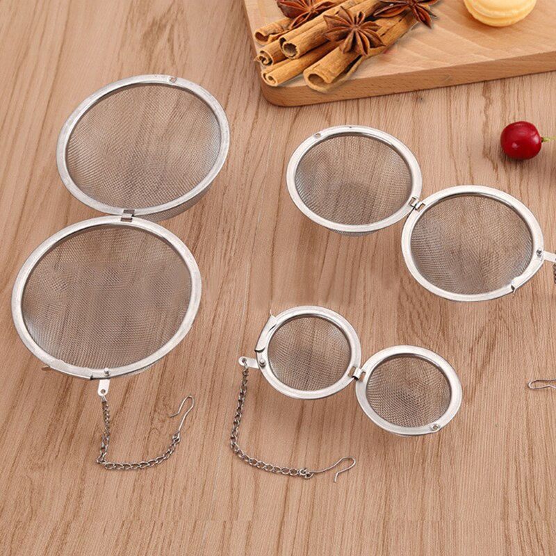 Bolas de malla de acero inoxidable para infusiones de tetera, esférico, filtro de malla multifunción, Té suelto, filtro de hojas, bolsas para condimentos de alimentos
