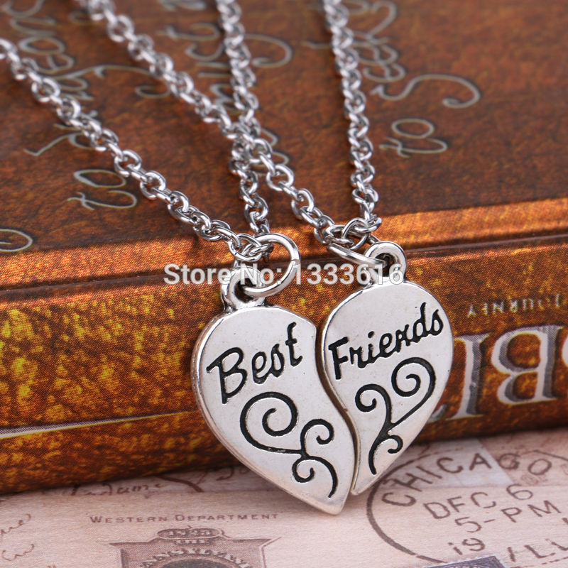 2 PCS Heart Puzzle Key Lock Best Friends BFF Necklace Friendship For Women Men Jewelry Pendant Necklaces Chain Collier