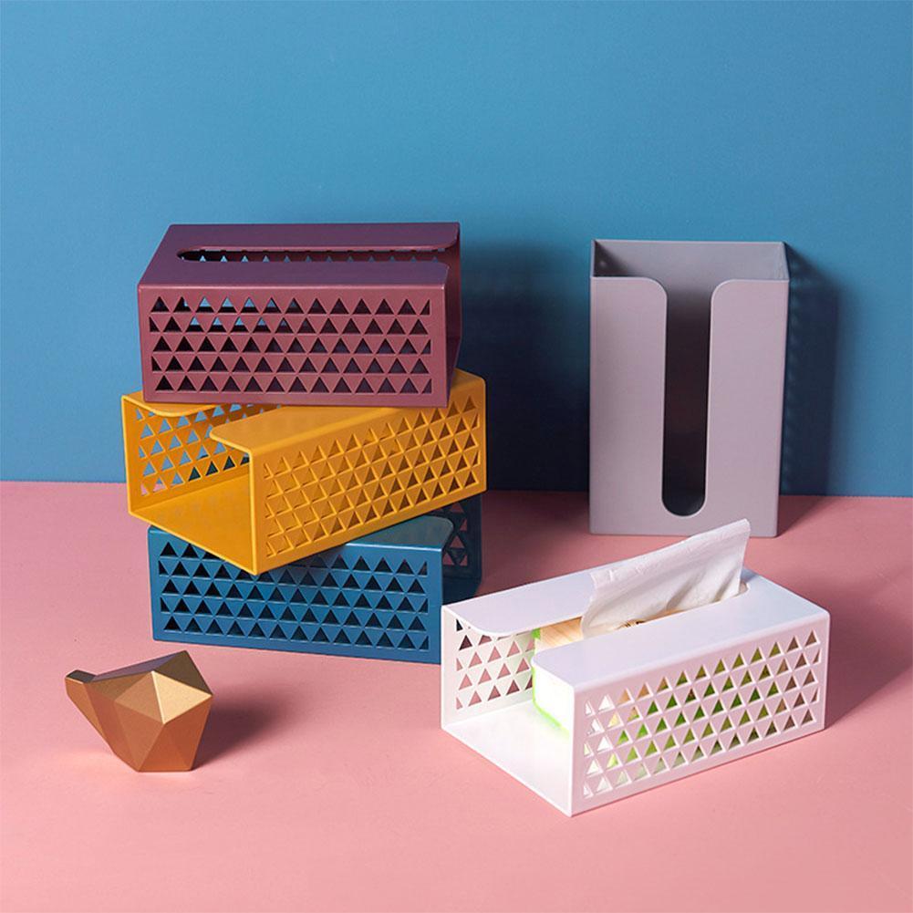 Wall Mounted Self Adhesive Plastic Tissue Box Napkin Home Paper Box Napkin Holder Towel Storage Paper Hollow Organizer