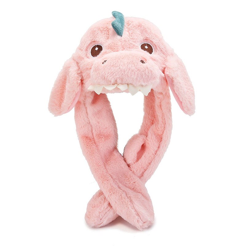 Cartoon Rabbit Ears Hat Lady Pinch Move Ears Toy Bunny Girlfriend Winter Kawaii Girl Shine Sombrero Cute Fluffy Cap: Baby sharks pink