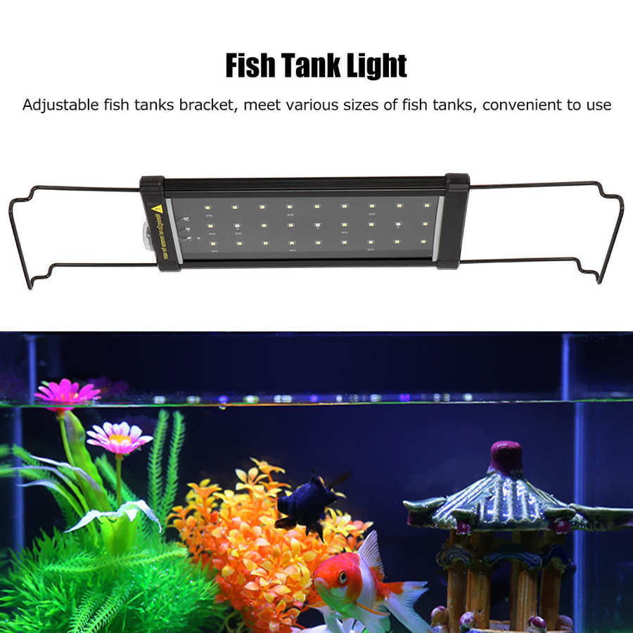 LED Aquarium Light Fish Tank Lighting with Extendable Brackets for Water Plants Lighting US 100V-240V