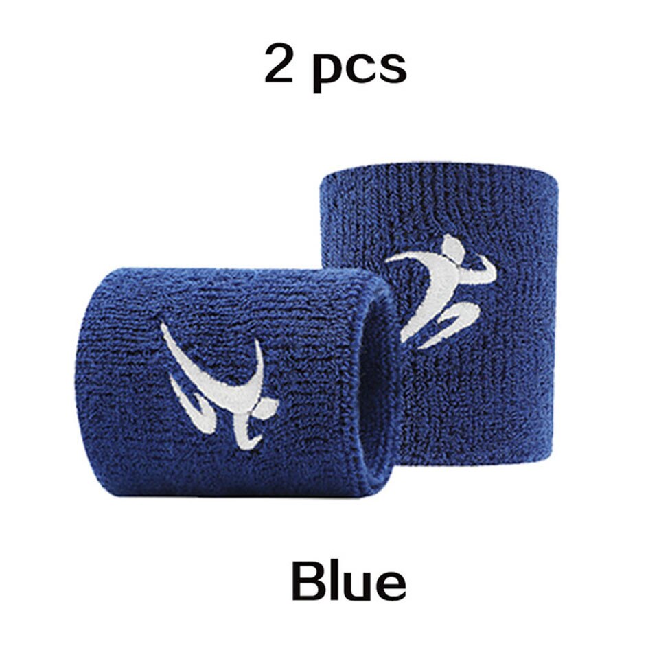 Braccialetti elastici in cotone palestra attrezzi per il Fitness supporto potenza sollevamento pesi impacchi da polso per pallacanestro Tennis Badminton Brace: 1 Pair Blue