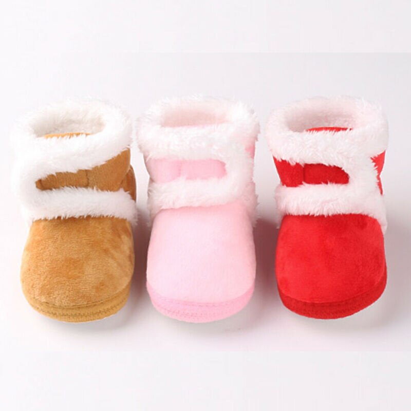 -né bébé fille enfant en bas âge doux fourrure bottes bout rond semelle souple berceau neige chaussures chaussons Prewalker 0-18M