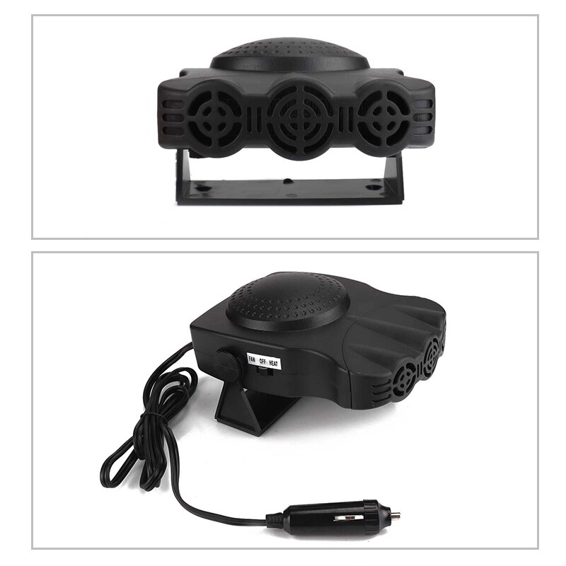 Draagbare Auto Ventilator, 2 In 1 Elektrische Auto Ventilator met Koeling & Verwarming Functie Ontdooier Defogger 12 V, 3-Outlet Plug Verstelbare Therm
