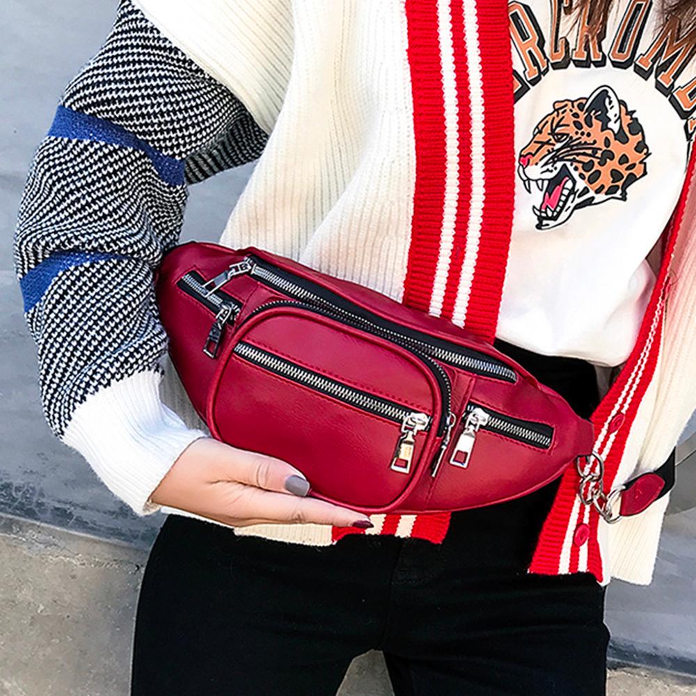 Vrouwen fanny pack heuptas nier effen lederen pouch Schouder streetwear Waterdichte Crossbody Tas Borst Bag sac banane femme