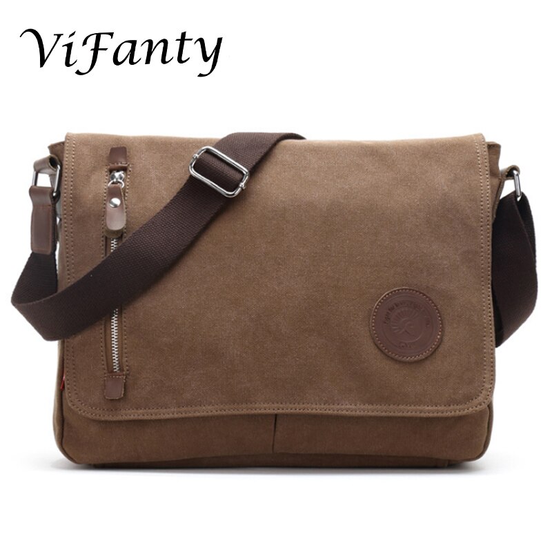 Unisex Toevallige Canvas Satchel Messenger Bag voor Reizen Camping schouderriem tas: Coffe