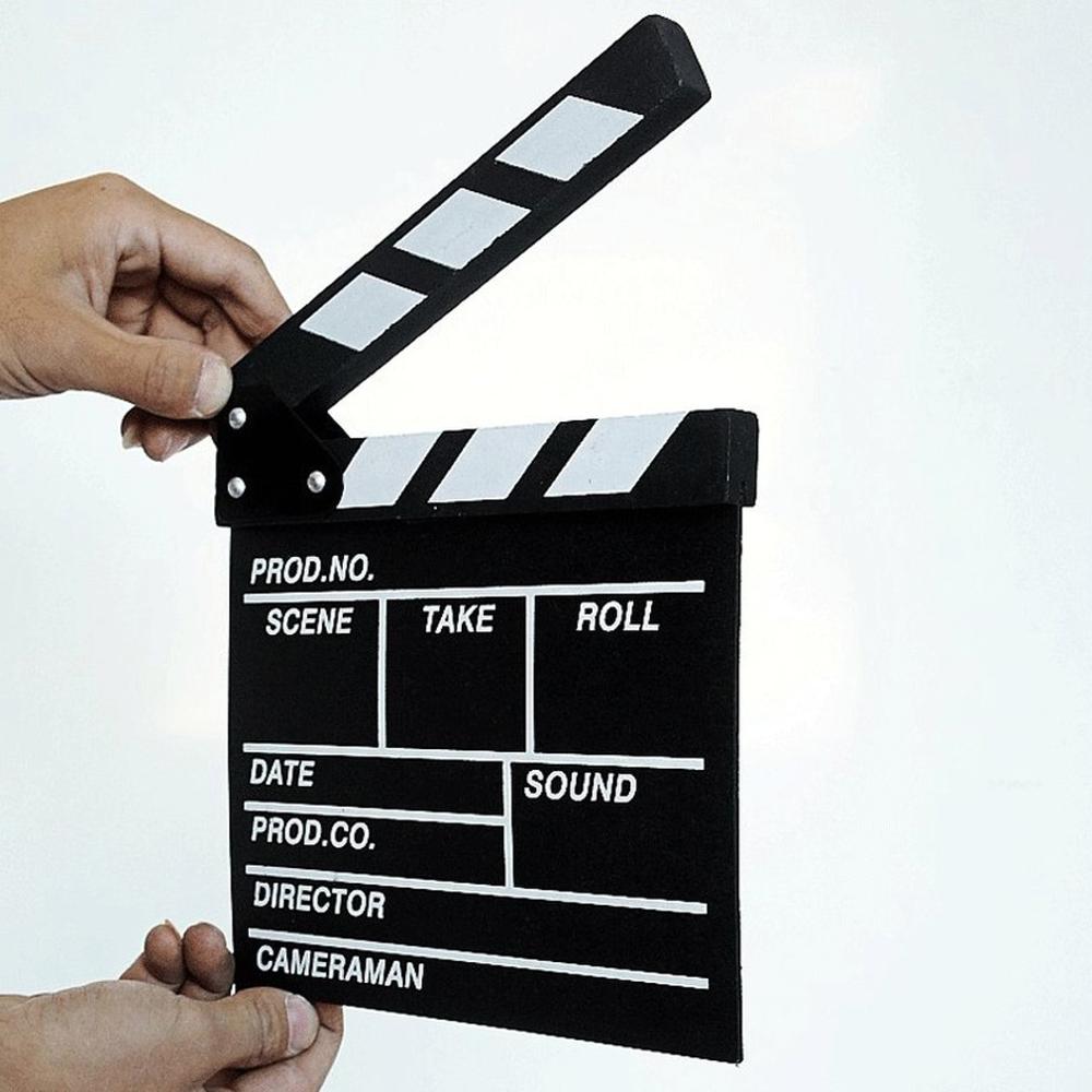 Træ 20 x 20 x 1.5cm instruktør video scene clapperboard tv film clapper board film skiferskåret rekvisit høj ydeevne