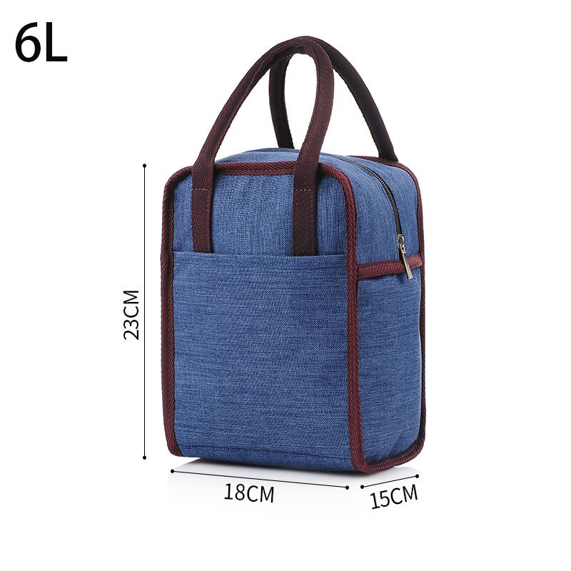 6L Thermal Insulated Bags For Women Kids Tote Picnic Cooler Lunch Bag Cooler Bento Lunch Box Tote Bags: dark blue