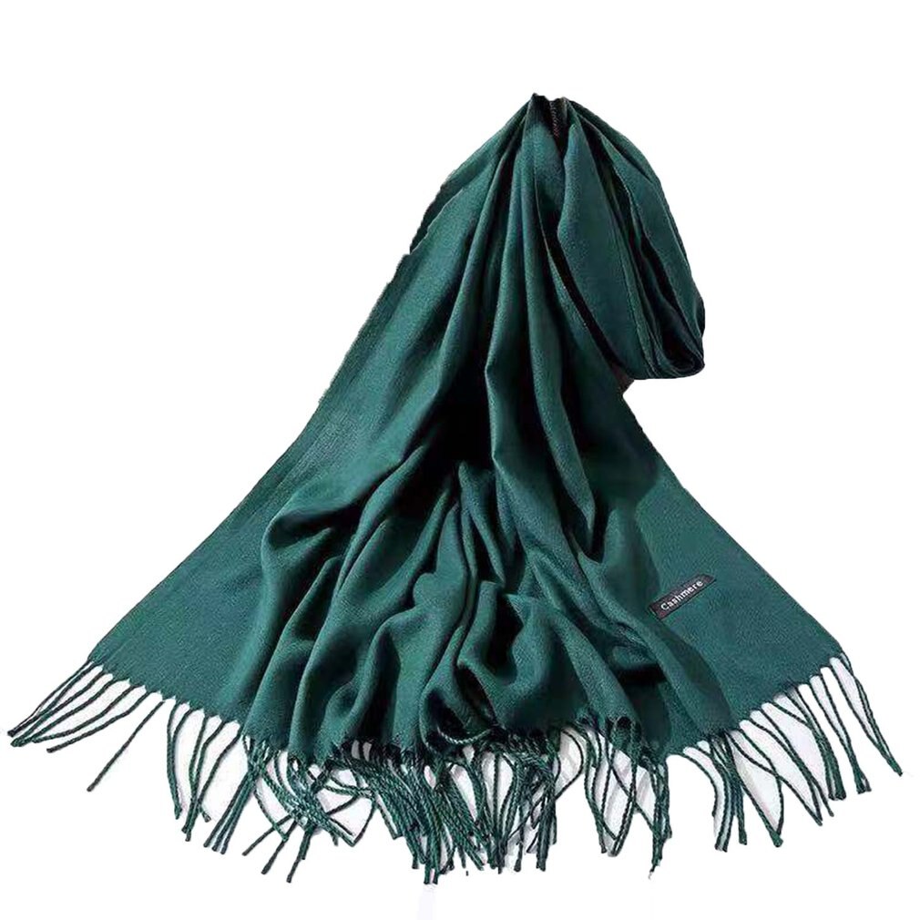 Zachte Kasjmier Sjaals Vrouwen Herfst Effen Kleur Wraps Dunne Lange Sjaal Met Kwastje Casual Lady Winter Vrouwelijke Sjaal: Donkergrijs