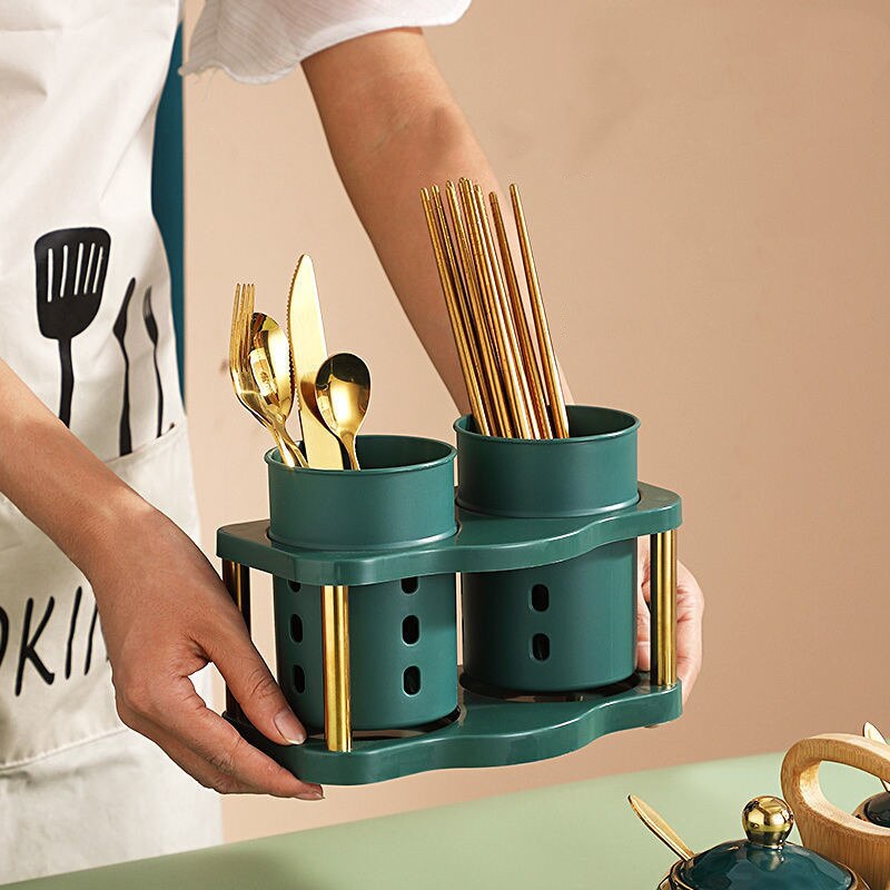 Kitchen Spoon Holder Chopstick Drainer Rack Cutlery Fork Storage Holder Tableware Knife Dryer Drainboard Utensils Organizer K167