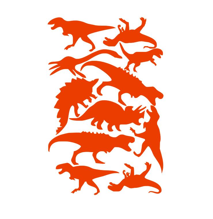 Cartoon Removable Jurassic Park Dinosaur Animal Shape Wall Stickers For Kids Rooms Nursery Art Mural Decor DIY Vinyl Wall Decals: Red