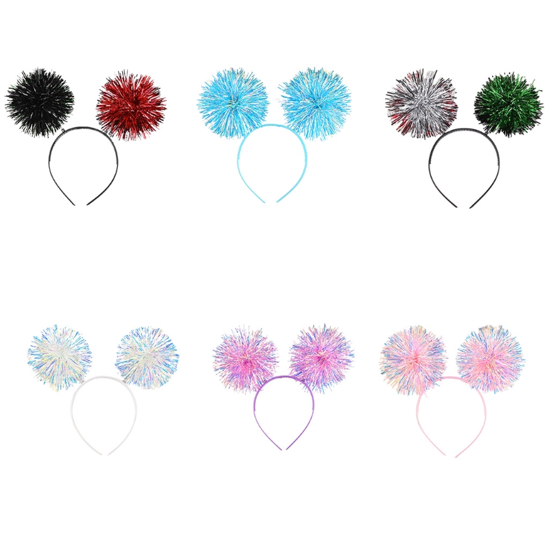 Serre-tête en plastique brillant pour femmes et filles, bandeau en forme de pompon brillant, cerceau pour cheveux de Festival, pour fête, spectacle, couvre-chef unisexe M6CE