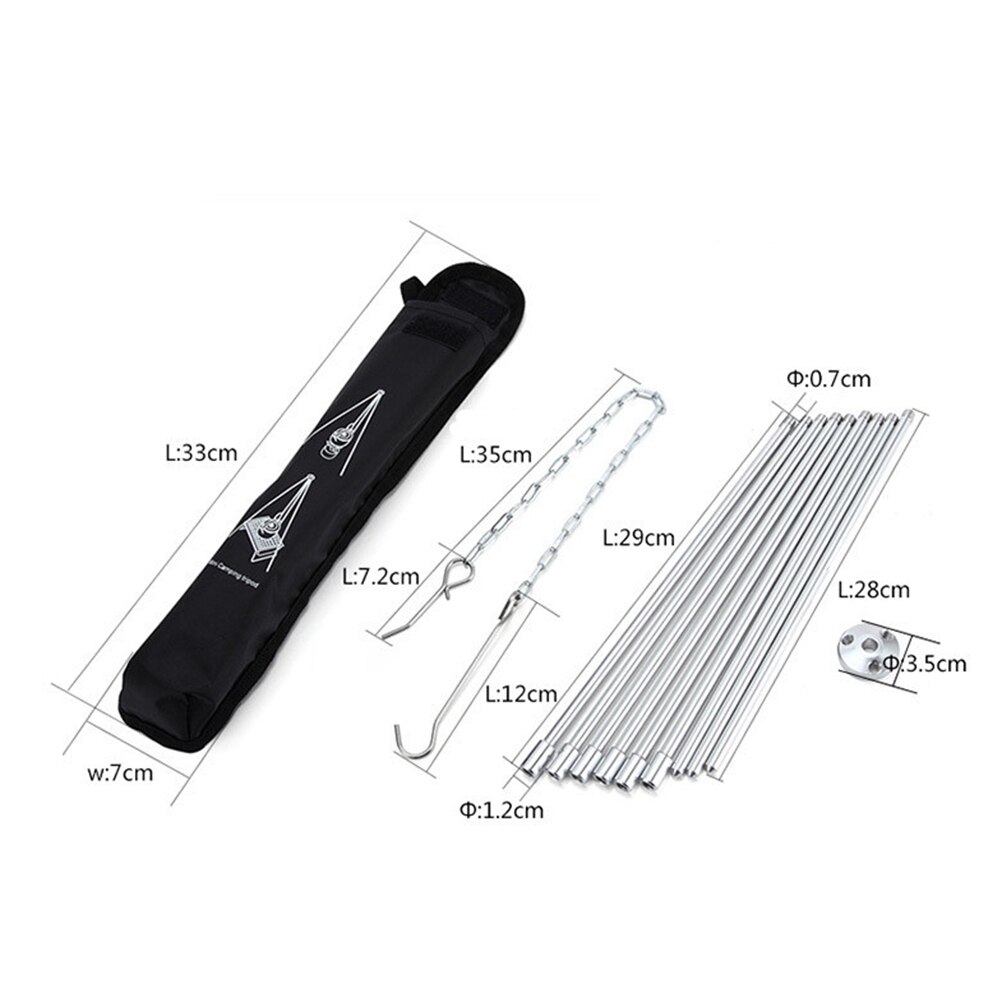 Bärbar grill lägereld stativ ugn gryta teleskopisk höjdjusterbar matlagning stativ stativ lykta hängare för camping picknick bbq