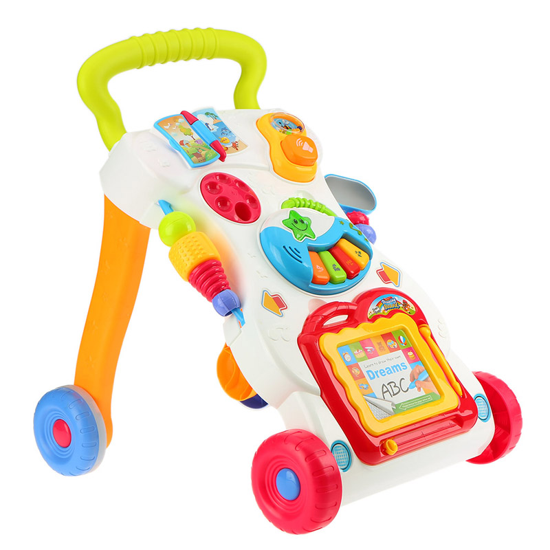 Andador de bebé sentado vertical con música, carrito de velocidad ajustable, juguete para de educación temprana: A
