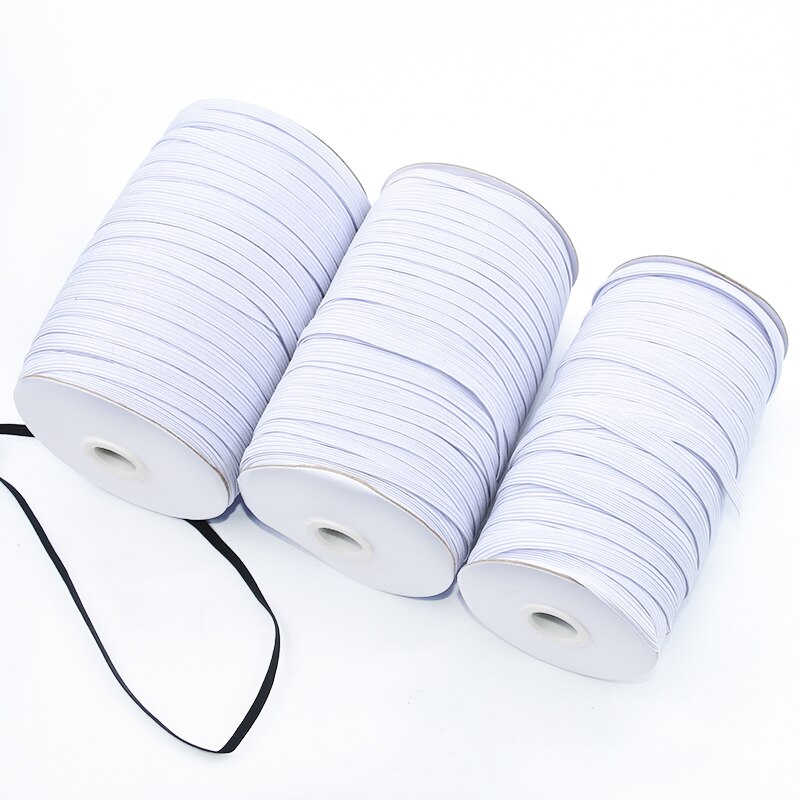 Elastische Bands Wit en Zwart een Rol 90 Meter/180 Meter 3/5/6/8/ 10/12mm Breedte Polyester voor Kleding Kledingstuk Naaien Accessoires: White / 8mm 90meters