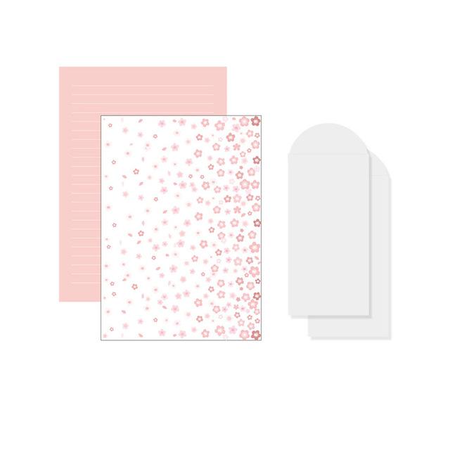 4pcs/set Kawaii Letter Paper Set Flower Envelope with Letter Paper Folding Writing Letter Pad Cute Stationery Letter Writing Set: pink