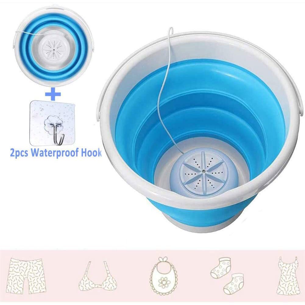 Mini Washing Machine Foldable Laundry Storage Basket Portable Personal Rotating Ultrasonic Turbines Washer with Folding Bucket