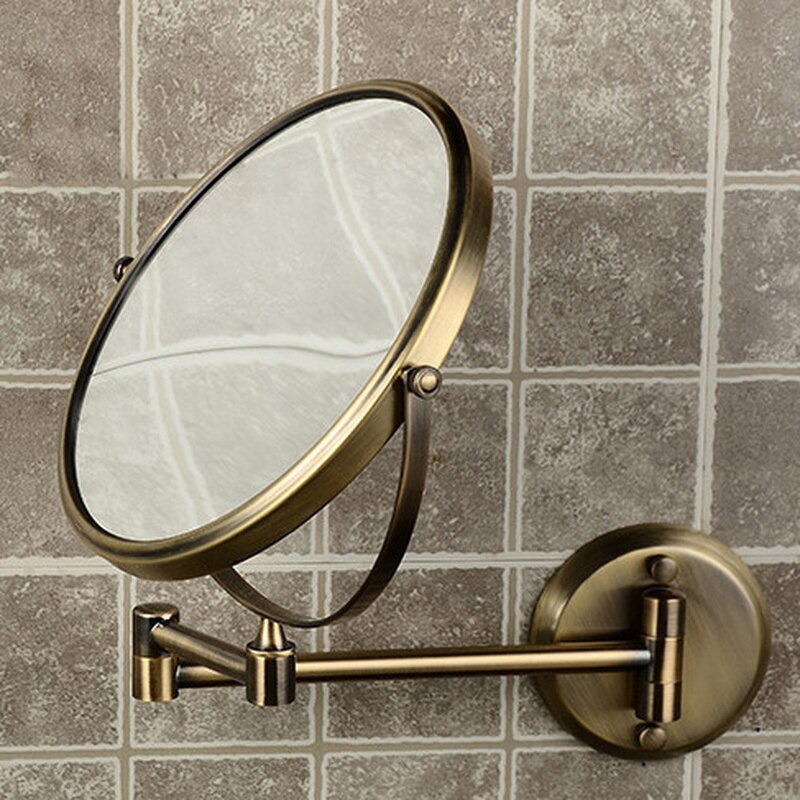 Bathroom 8 inch round 2 side magnifying glass makeup mirror brass bronze wall mirror CY528