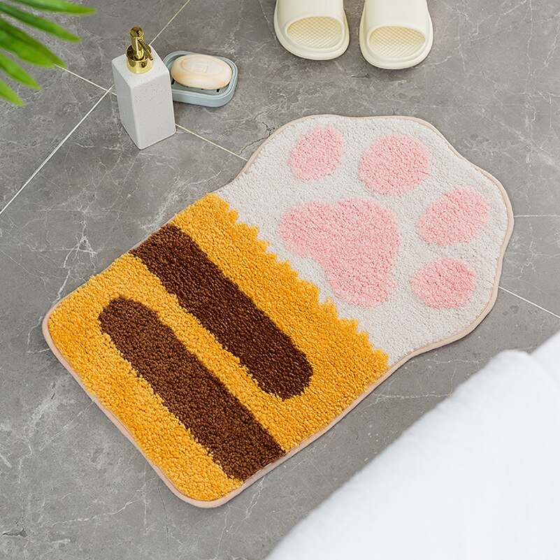 Kawaii cat paw tecknad badmatta toalett bekväm entrématta vattenabsorption halkfri matta matta sovrum barnrumsmattor: Rosa