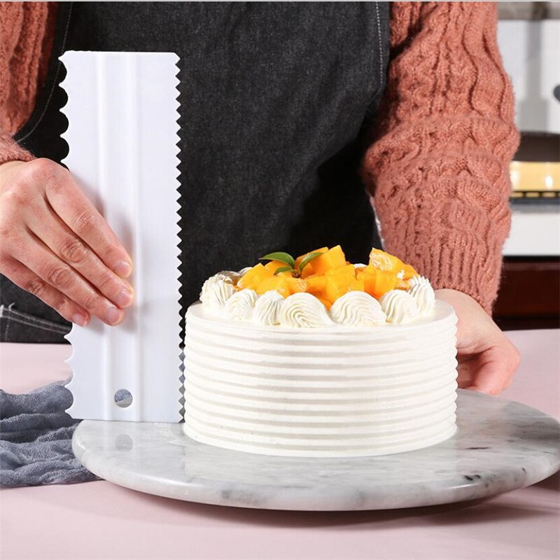 1pc cake decoratie kam gladstrijker cake schraper 3 texturen bak gebak gereedschap fondant spatels keuken bakvorm