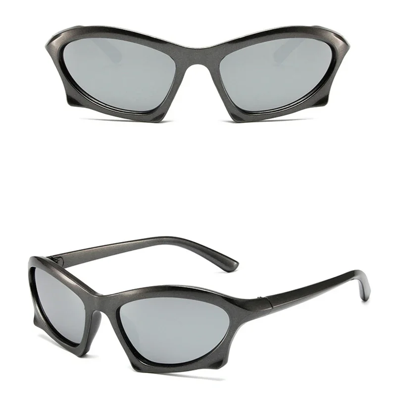 Populaire Vrouwen Mannen Punk Zonnebril Unieke Sport Zonnebril Unisex UV400 Goggle Shades Spiegel Kleurrijke Y2k Brillen Gafas De Sol: Donkergroen
