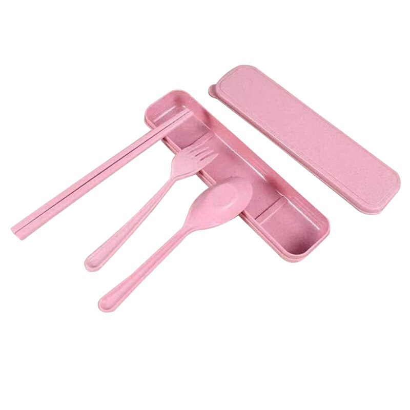 3pcs/Set Travel Cutler Portable Cutlery Box Kids Children Dinnerware Sets Chopsticks Fork Spoon Travel Cutlery Kitchen Tableware