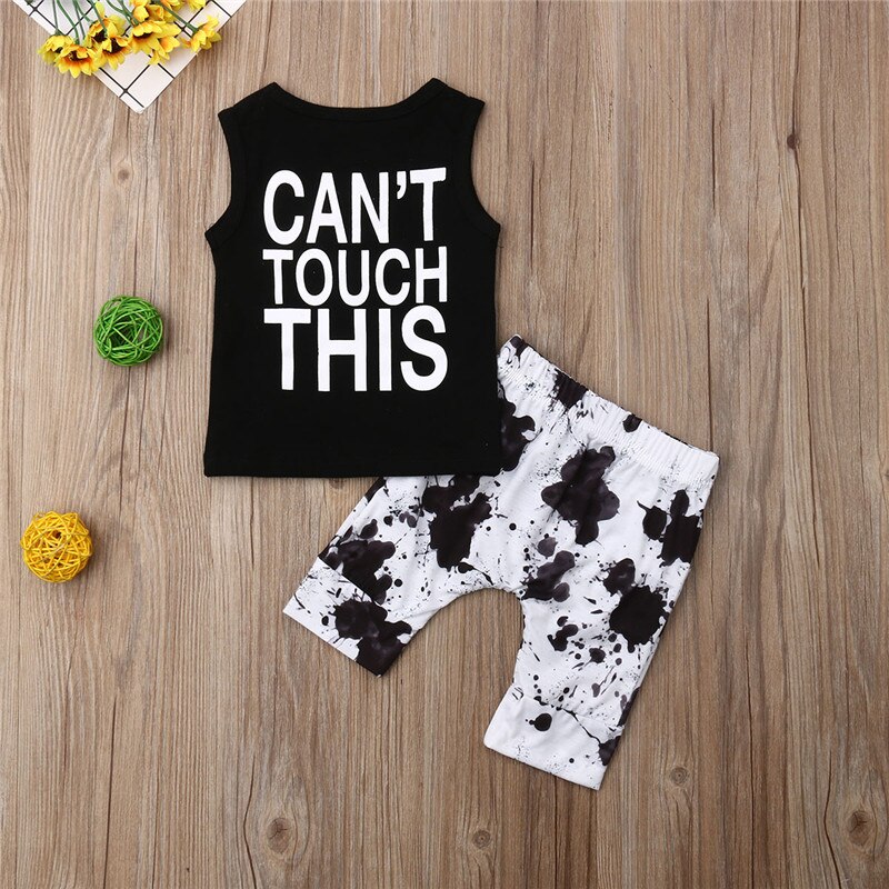 Ropa de 2 uds. Para niños pequeños, chaleco sin mangas, Tops, pantalones cortos con estampado de harén, conjunto de ropa inferior