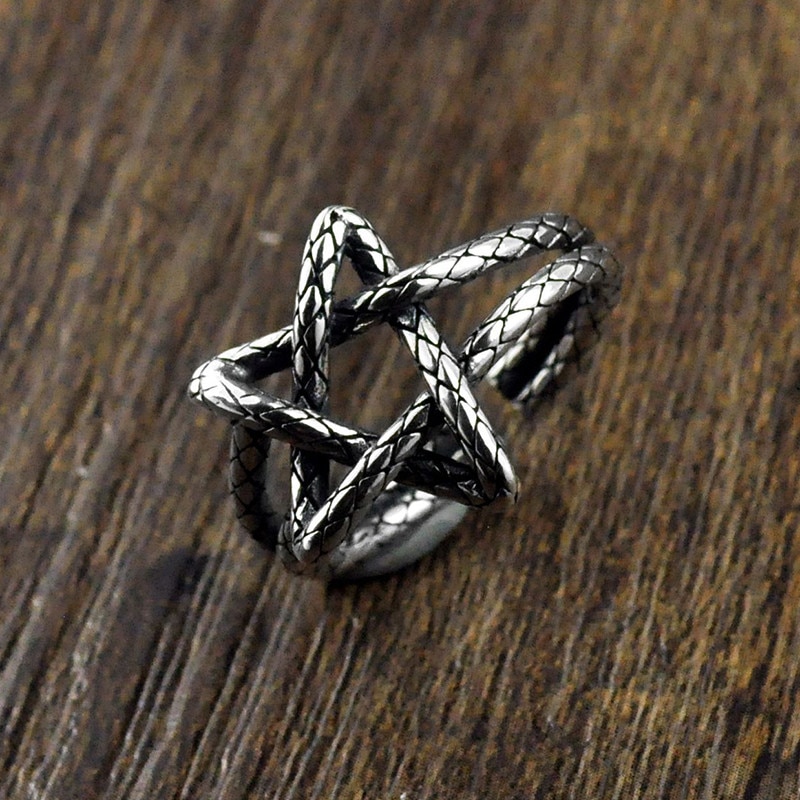 V. YA Vintage Thai argent étoile anneaux réglables pour les femmes personnalité Punk 925 bagues en argent Sterling