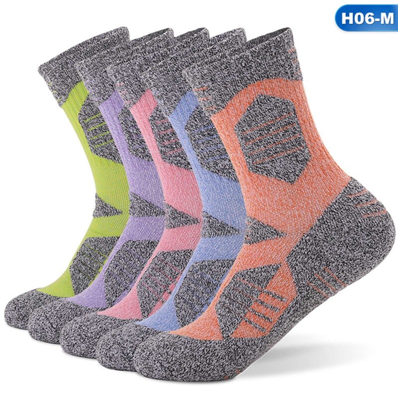 Ladies Outdoor Hiking Running Hiking Socks Mid-tube Sports Socks-pink Green Purple Orange Sky Blue Pink M(35-38)/L(39-42): H06-M