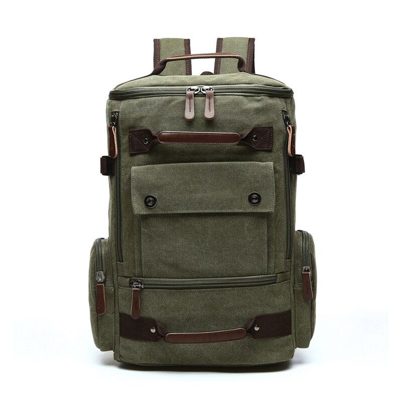 Heren Rugzak Vintage Canvas Rugzak Schooltas Mannen Reistassen Grote Capaciteit Rugzak Laptop Rugzak: Army Green