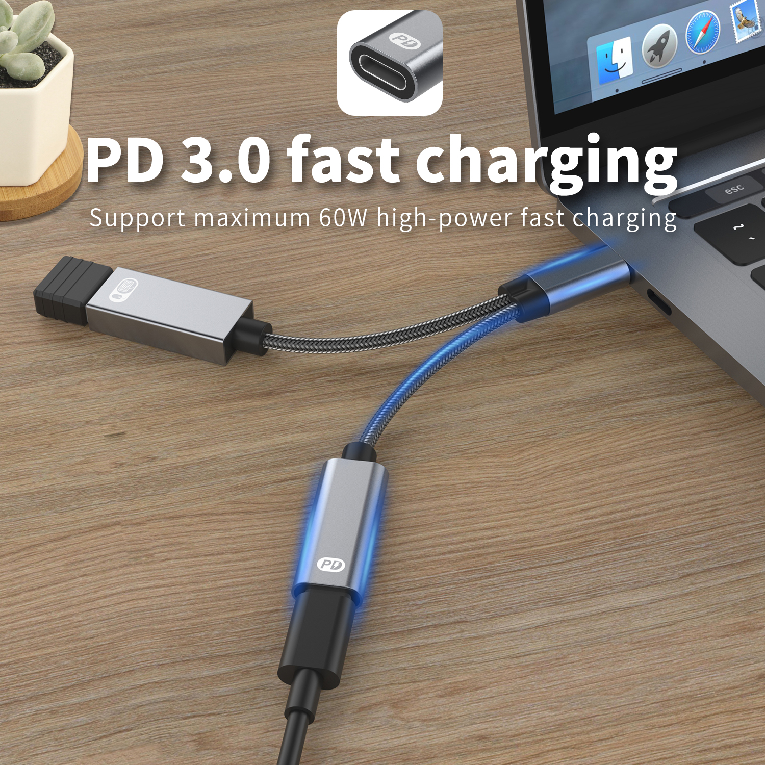 Cable adaptador de teléfono USB C OTG 2 en 1 Tipo C macho a USB C hembra, puerto de carga con adaptador USB divisor hembra para Samsung y Google