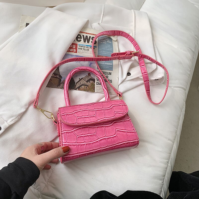 Groene Steen Zakken Pu Leer Voor Vrouwen Kleine Handtassen Portemonnees Dames Crossbody Schoudertassen Meisjes Mini Telefoon Tassen Bolsos Feminina: Pink