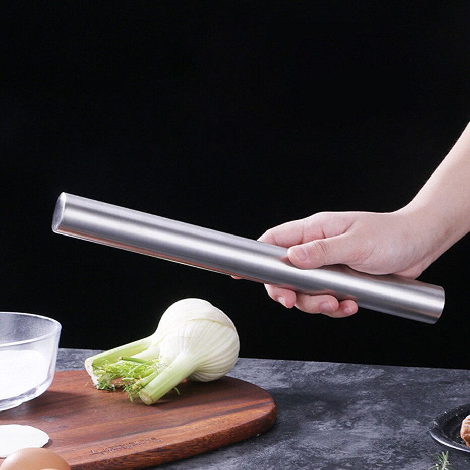 Stainless Steel French Rolling Pin Metal for Bakers Cookie &amp; Pastry Dough and Dough Bakeware Roller Kitchen Tools