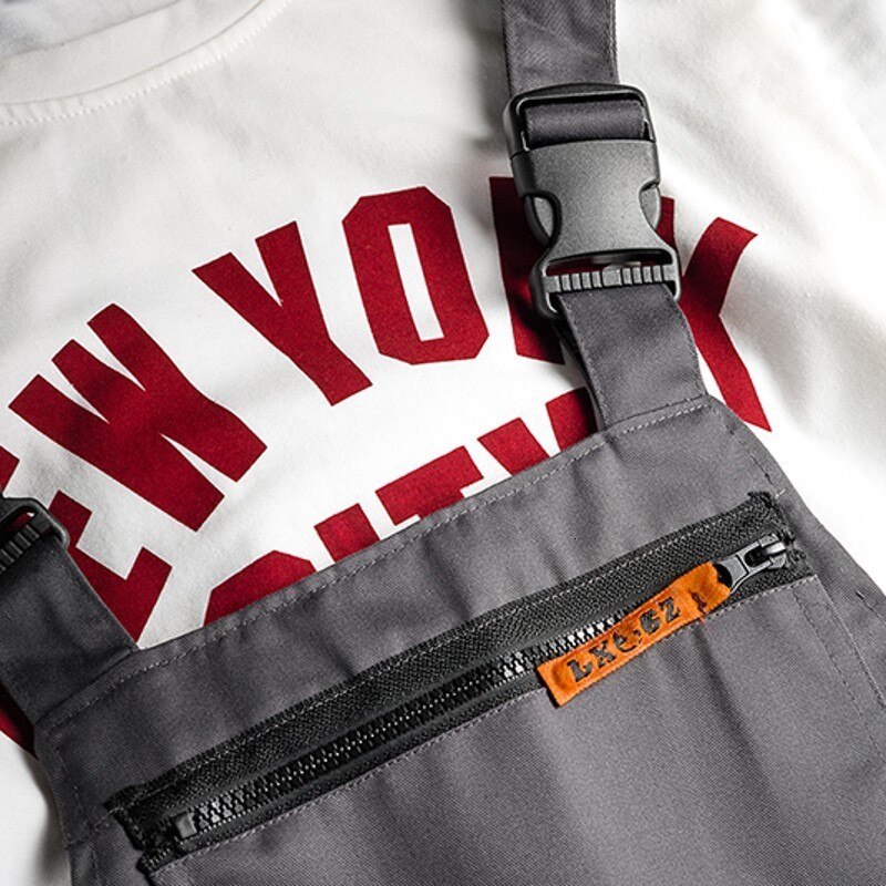 Korean Straight Supender One Piece Mens Overcalls Harajuka Loose Plus Size S-4XL Casual Full Length Pants Streetwear