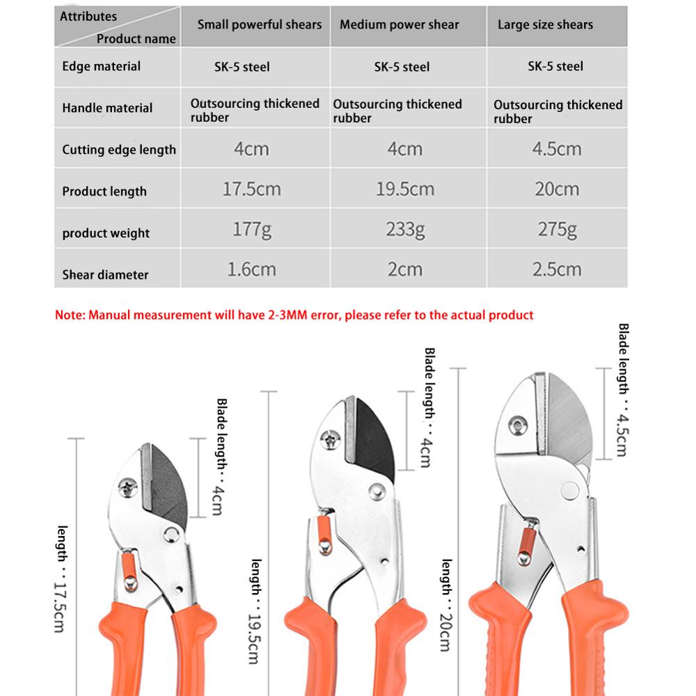 Pruning Shears Multi-function Tree Branch Shears Garden Scissor Tool Pruning Scissors Hand Tool 3 Sizes Pruning Shears