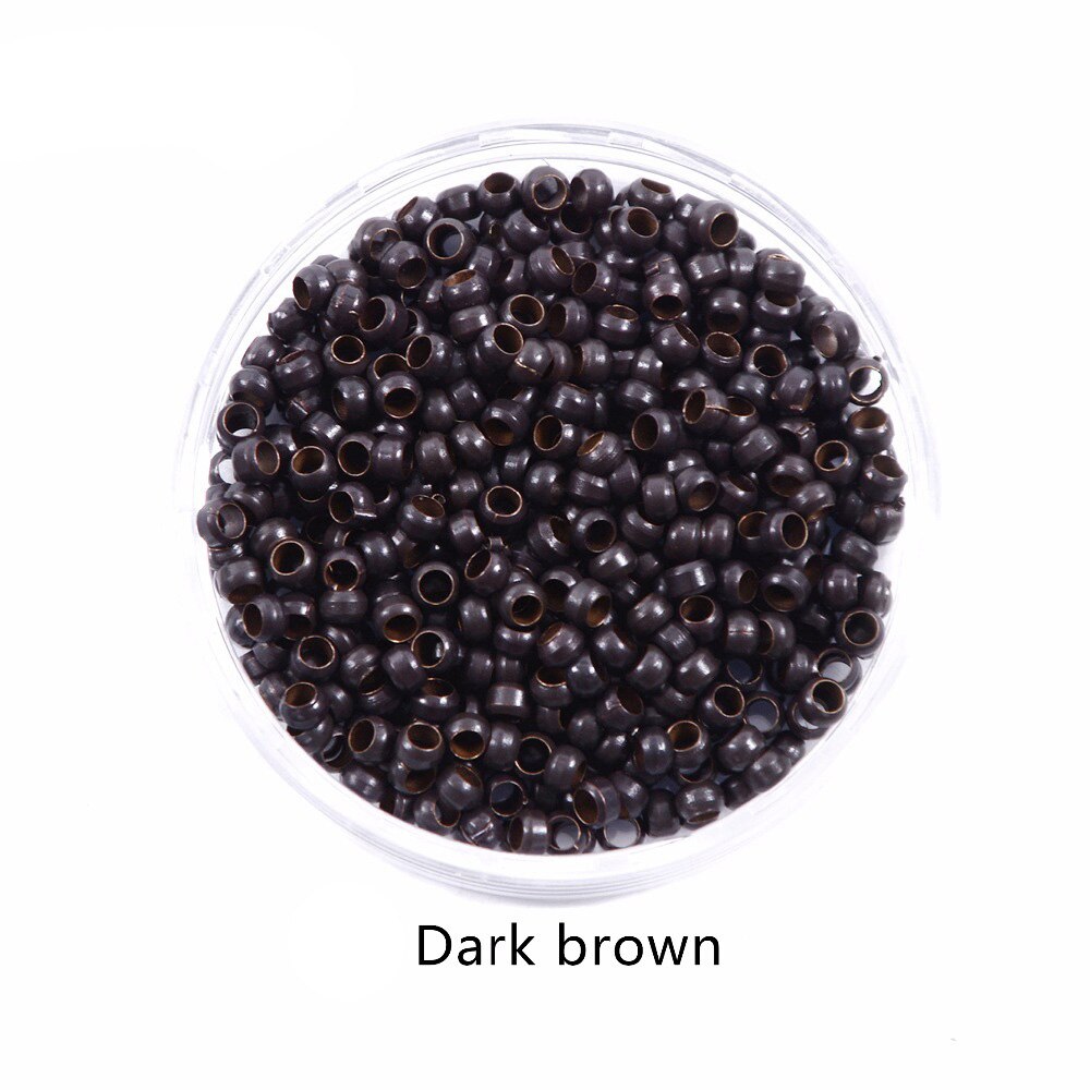1000 pièces/bouteille Micro Nano anneaux 2.5mm liens perles Silicone matériel adapté pour Extensions de cheveux sans bavure: Dark brown