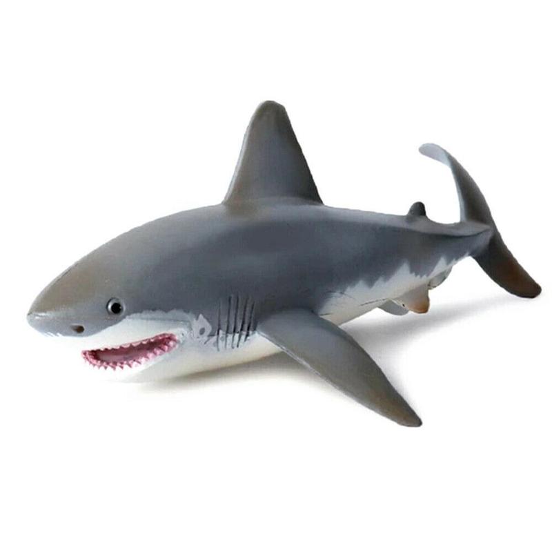 1 stk pvc simulation stor hvid haj statisk model legetøj ornamenter ocean world børnelegetøj