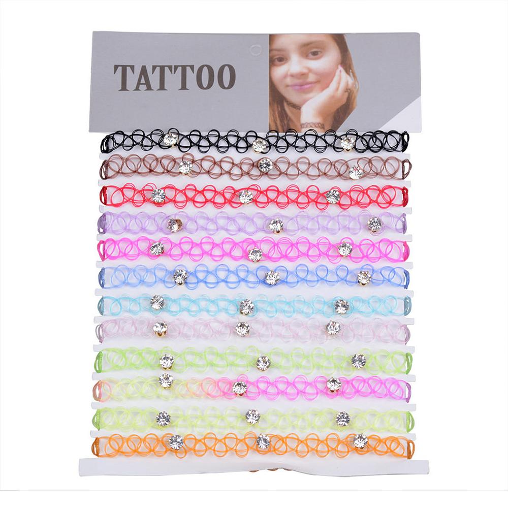 JUCHAO New Collares Vintage Stretch Tattoo Collana girocollo Per Le Donne Della Ragazza di Fascino di Gothic Collana di Cristallo Regalo di Nozze Femminile: Colorful