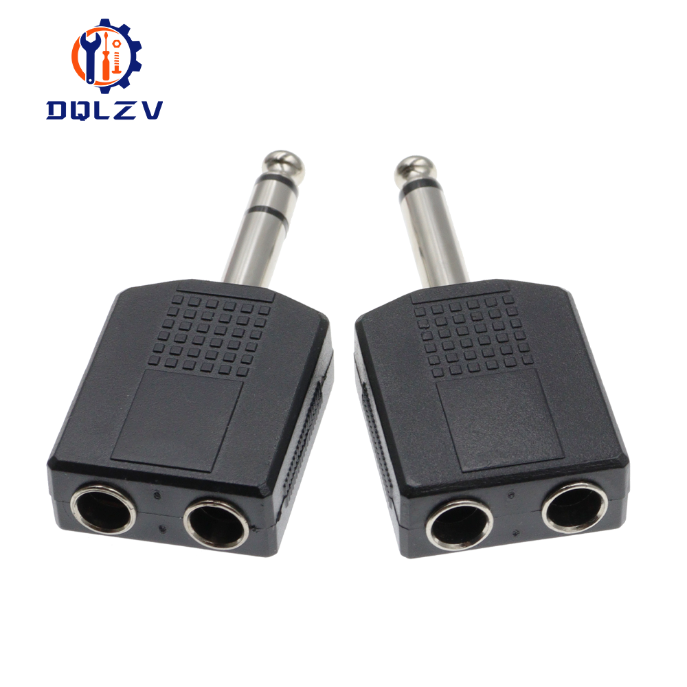 Estéreo Mono 1/4" Y Splitter Adaptador de audio Divisor 6.35 Macho Jack a 2 Hembra 6.35