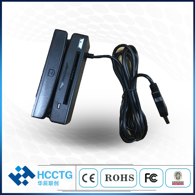 HCC100 3 Magnetic track Card Reader Full Track MSR Card Reader + Smart Contact IC Card Reader Combo with Free SDK