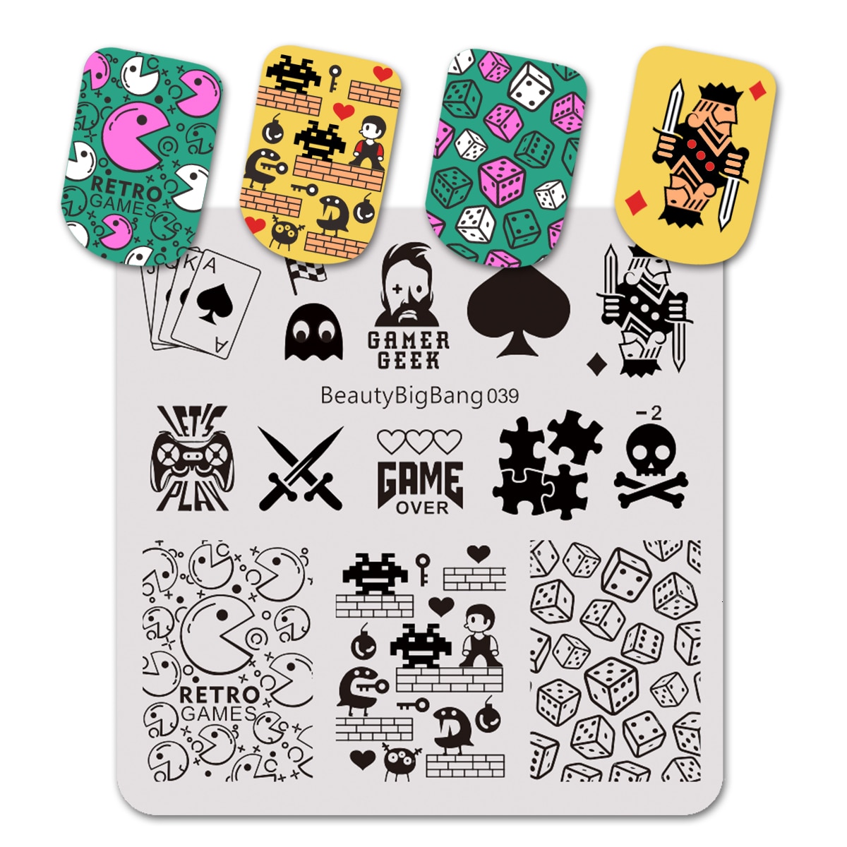 BeautyBigBang 6CM Nail Stamping Plates Striped Cute Cat Image Stainless Steel Template Nail Art Stamp Plate 041: 39
