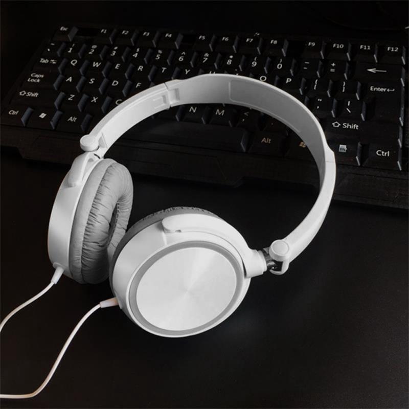 Casque d'écoute filaire avec micro, 3.5mm, oreillettes de jeu, avec basses profondes, pour PC, ordinateur portable,: White no mic