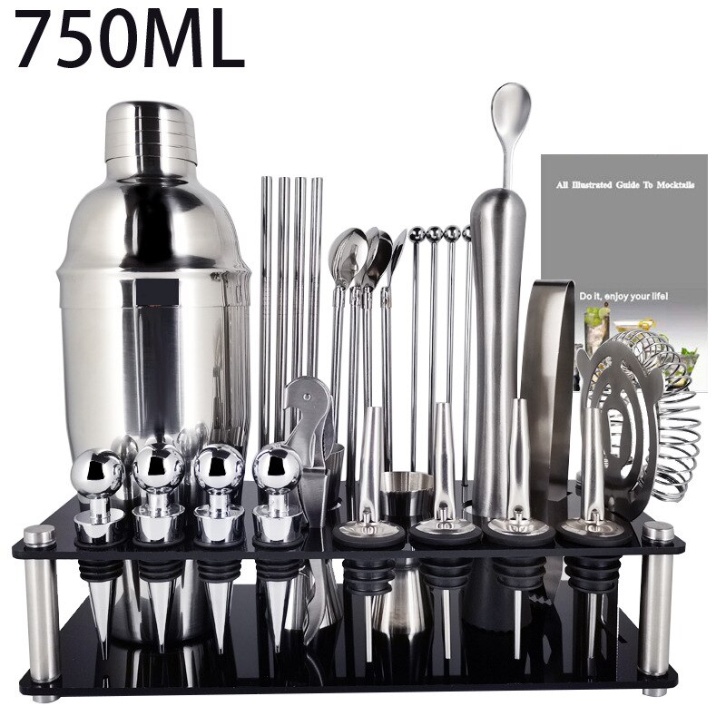 28 pieces Premium Shaker Barware Set Stainless Bar Boston Cocktail Shaker Set Bartender Kit Includes Shaker Spoon: A