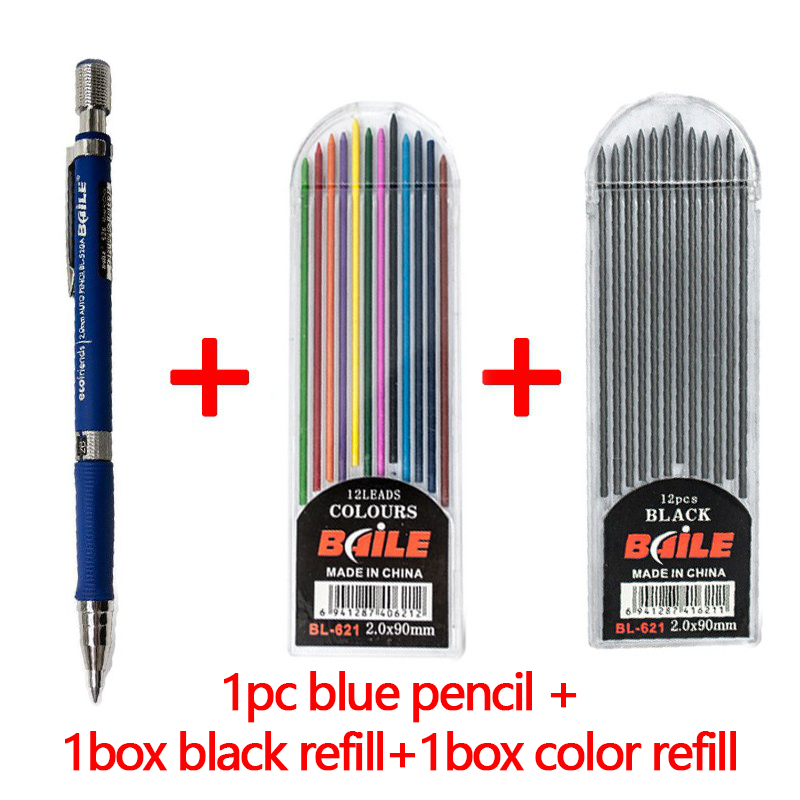 Hochwertiger Druckbleistift, umschaltbares Zeichnen ohne Anspitzen, 2,0 mm Bleistiftmine, Farbe, Kawaii-Studie-Testzubehör: Braun